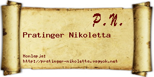 Pratinger Nikoletta névjegykártya